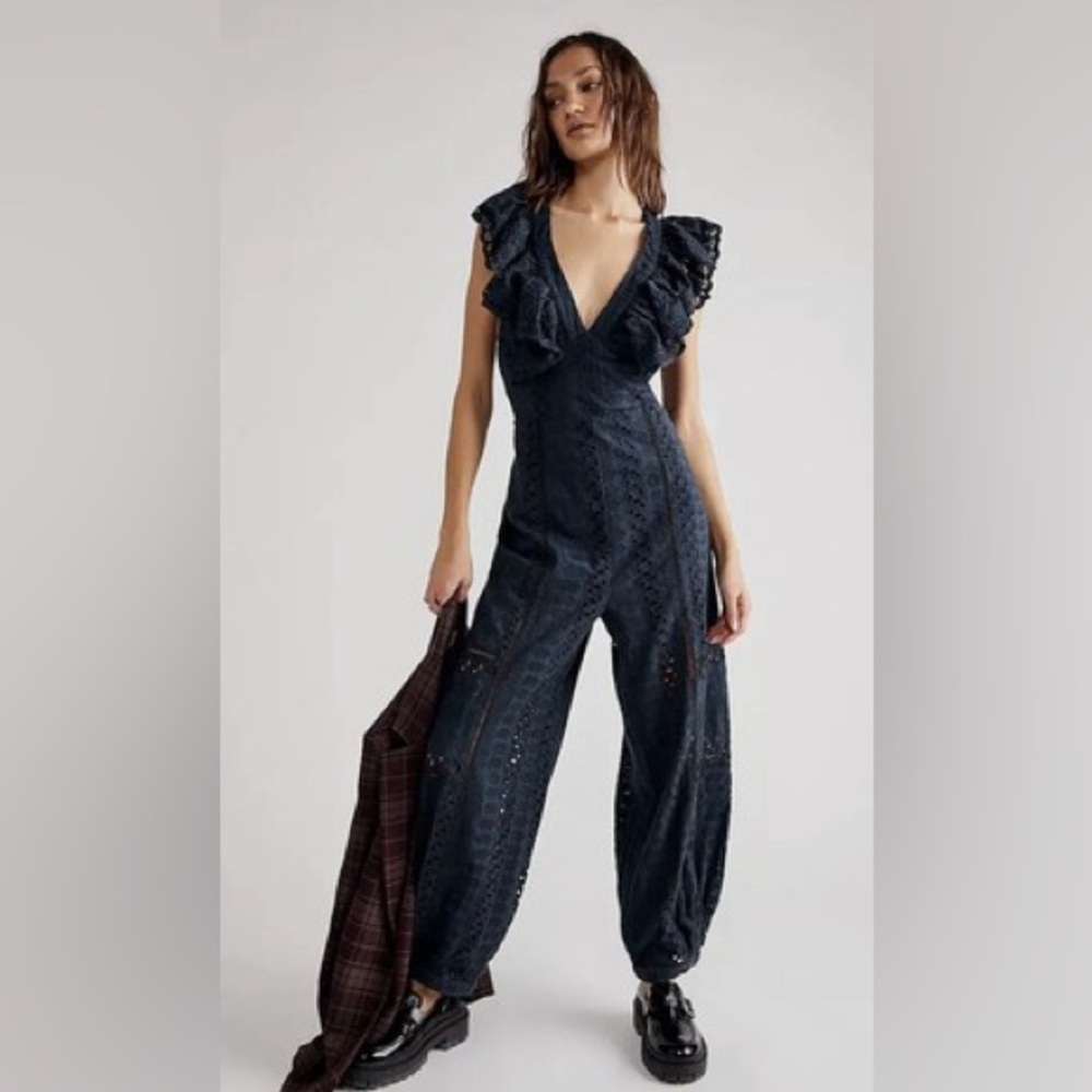Free People Navy Jumpsuit